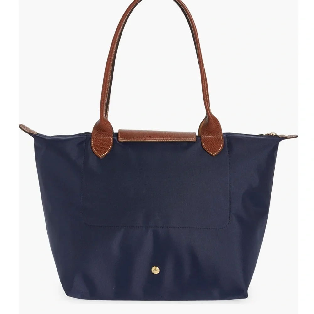 LONGCHAMP Large Le Pliage Nylon Shoulder Tote Marine Navy Blue AUTHENTIC - Picture 2 of 13